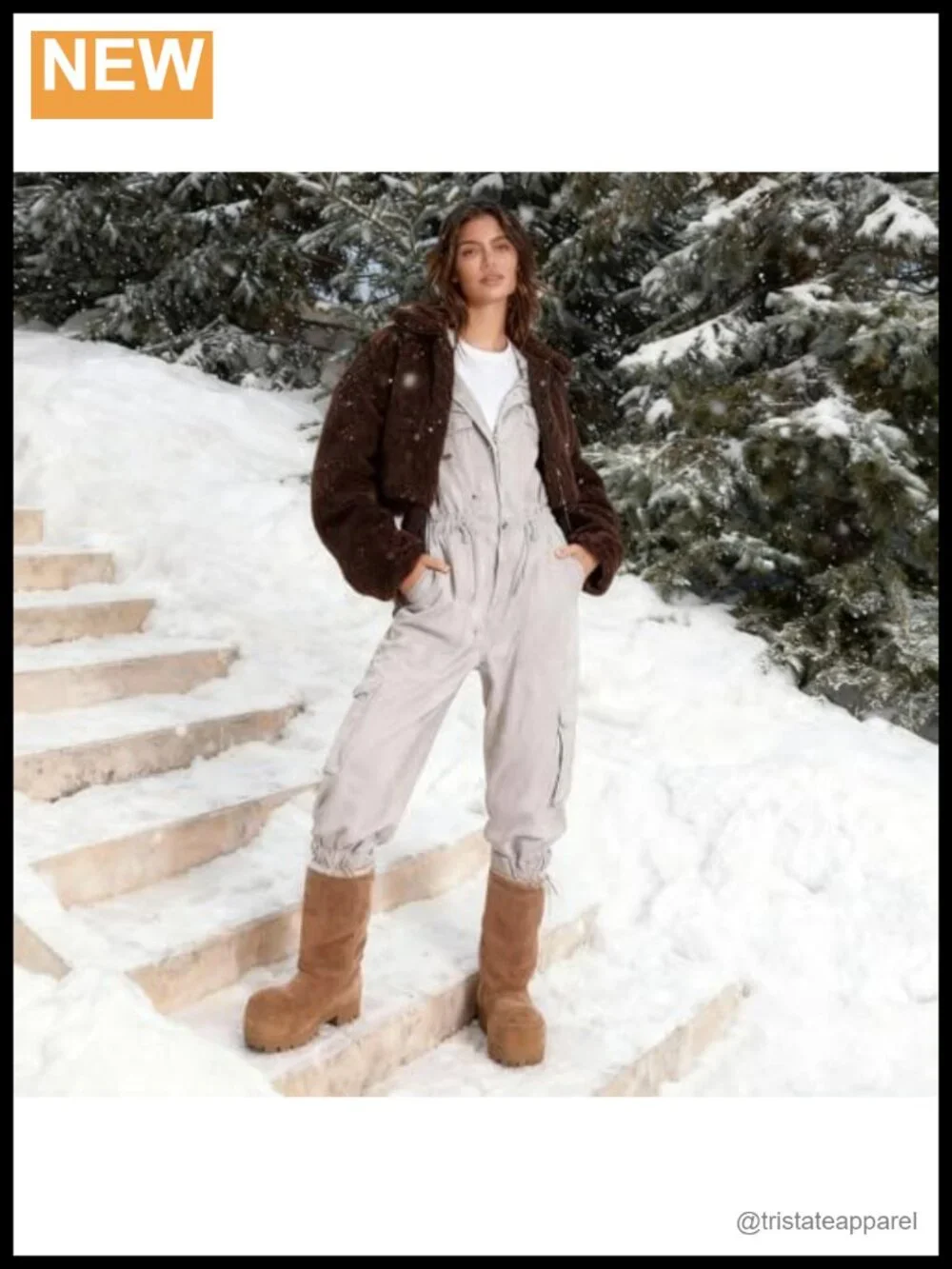 Suede Platform Snow Boots for Women Round Toe Chunky Heel Mid Calf Fur Lined